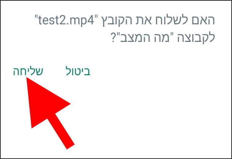 לחצו על שליחה בוואטסאפ כדי לשלוח את הקובץ