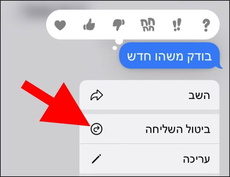 ביטול שליחת הודעה ב- iMessage