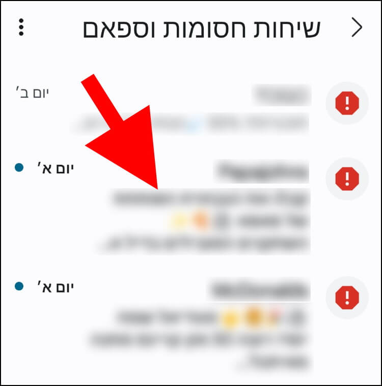 האזור שבו נמצאות כל ההודעות שזוהו כספאם