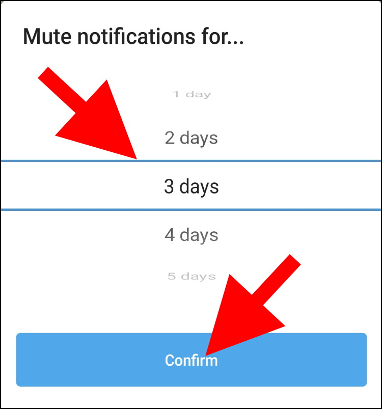 בחרו לכמה דקות, שעות, ימים, שבועות וחודשים אתם מעוניינים להשתיק את הצ'אט בטלגרם