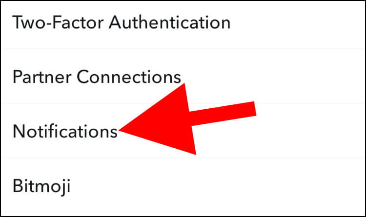 בסנאפצ'ט לחצו על Notifications