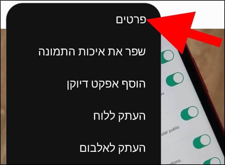 לחצו על פרטים כדי לראות את המידע של התמונה