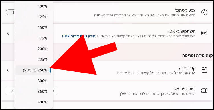 בחרו את קנה המידה הרצוי