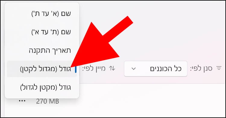 הצגת אפליקציות לפי גודל בווינדוס 11 - מהאפליקציה שתופסת הכי הרבה מקום בכונן הקשיח ועד לאפליקציה שתופסת הכי קצת מקום