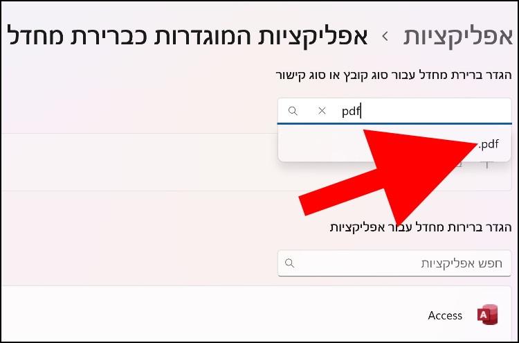 בחרו מהרשימה שנפתחה את סוג הקובץ הרצוי