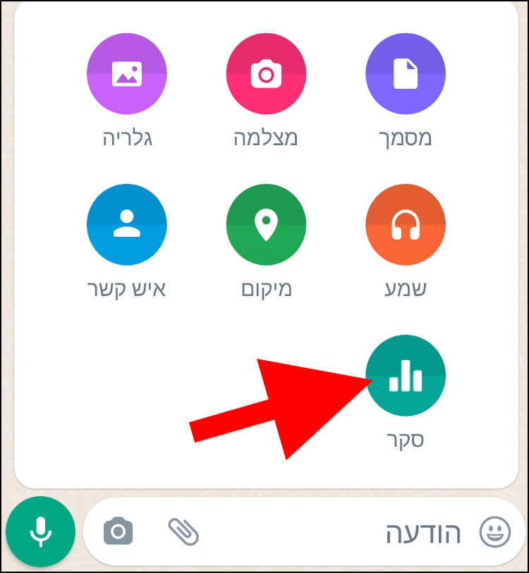 לחצו בוואטסאפ על האפשרות "סקר"