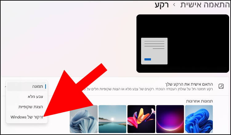 בחרו באפשרות "זרקור של Windows"