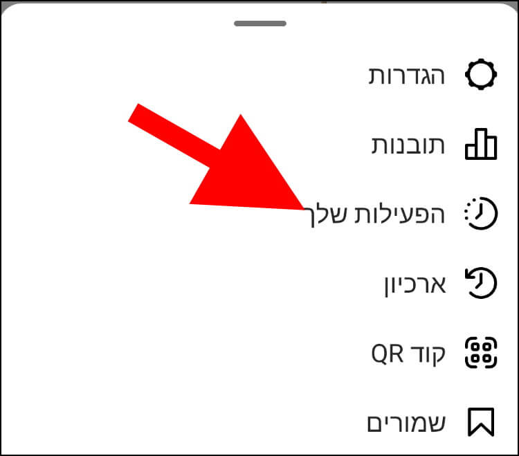 אזור "הפעילות שלך" באינסטגרם