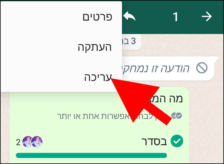 לחצו בוואטסאפ על עריכה