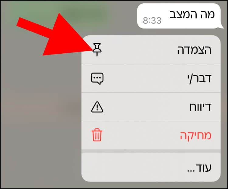 בוואטסאפ לאייפון, לחצו על הצמדה