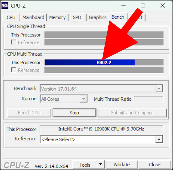 התוכנה CPU-Z מבצעת בדיקת מאמץ למעבד של המחשב